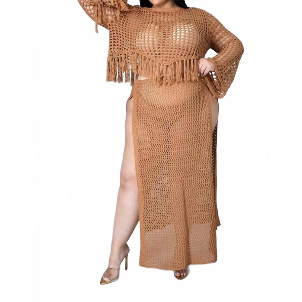 NEW GOOD TIME USA emma crochet set in brown